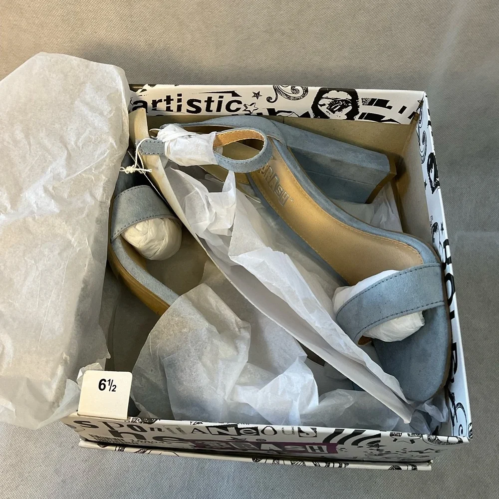 Brash Light Blue Suede Heels- New- Size 6.5 - Picture 7 of 8